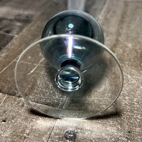 Vintage Hand Blown See Thru Blue Glass with Clear Base - Picture 5 of 5